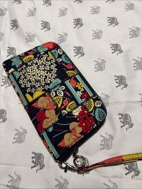 Vera Bradley Floral Zip Wristlet in Black, Red, Yellow, Teal